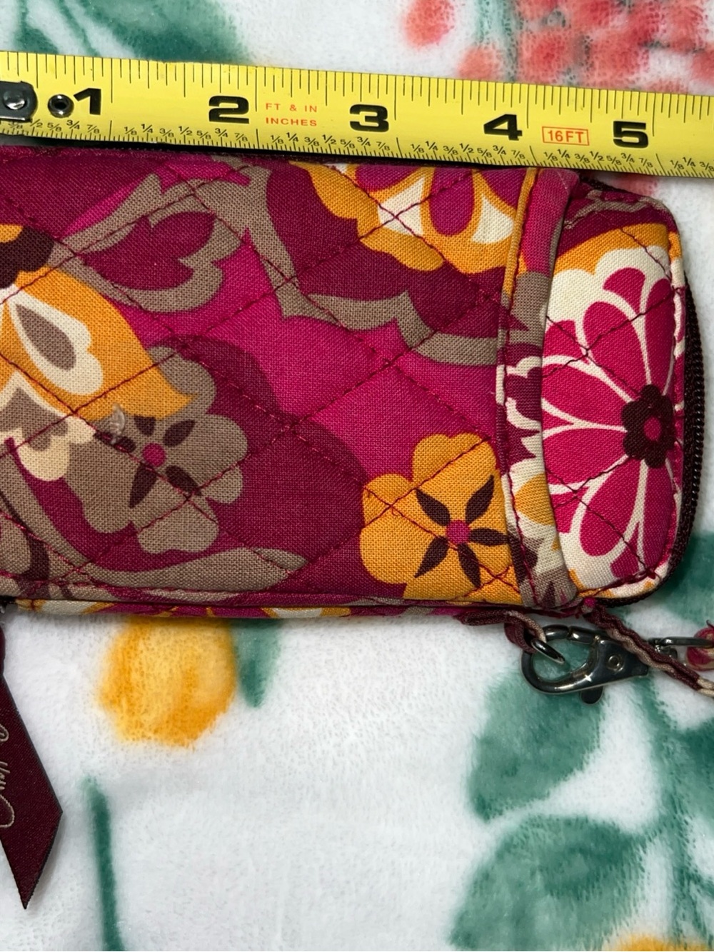 Vera Bradley Quilted Floral Wristlet Wallet - Magenta, carnaby zipper.pocket